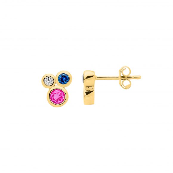 Ladies Ellani Sterling Silver Yellow Gold Plate Coloured CZ Earrings E631MG