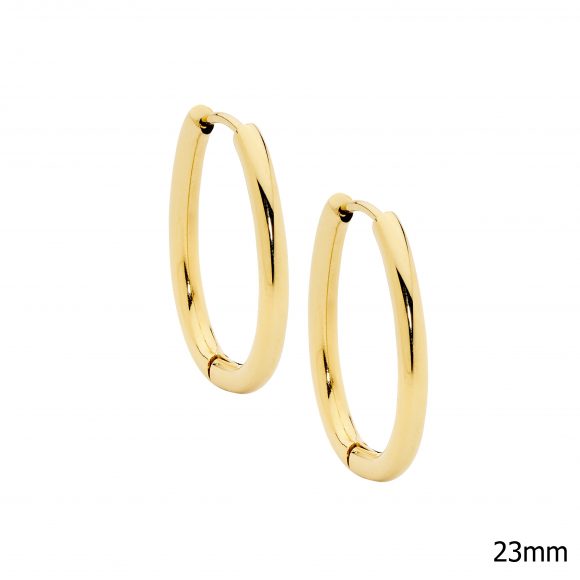 Ladies Ellani Stainless Steel Yellow Gold Plate Hoops SE277G