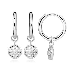 Sterling Silver Huggie Hoop Earrings With A Cz Drop