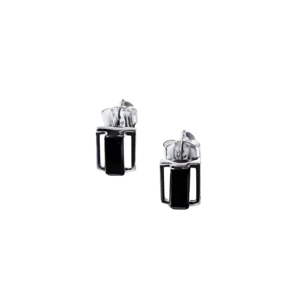 La Stele Black Onyx Rectangle Stud Earrings