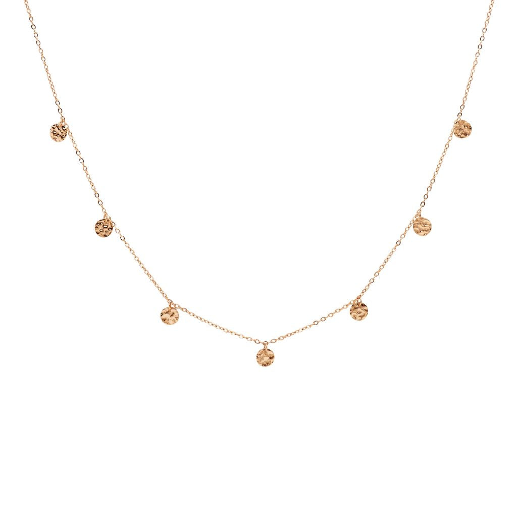 Rose Gold Plated Stainless Steel 7 Disc Necklace