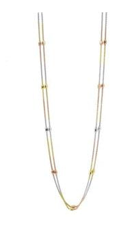 Sterling Silver Colour Plated Tri Tone Double Row Chain