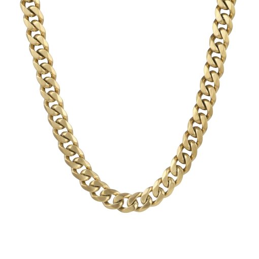 Ion Plated 18k Gold Brushed Stainless Steel Neck Chain