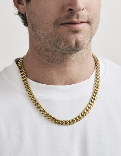 Ion Plated 18k Gold Brushed Stainless Steel Neck Chain