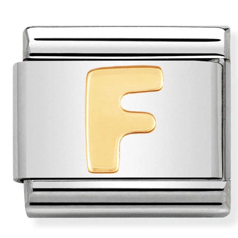 Nomination Composable 030101/06 Letter F with 18ct Yellow Gold