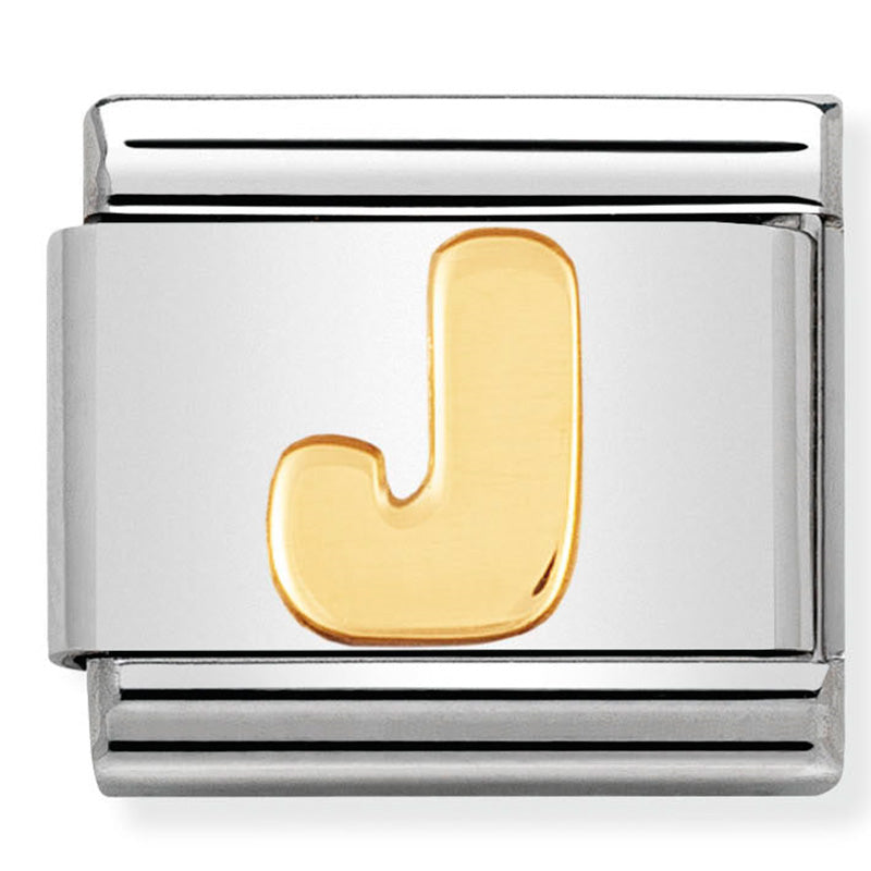 Nomination Composable 030101/10 Letter J with 18ct Yellow Gold