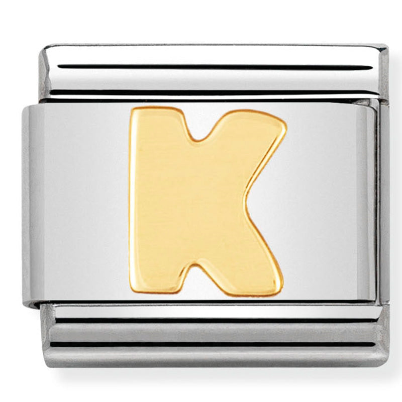 Nomination Composable 030101/11 Letter K with 18ct Yellow Gold