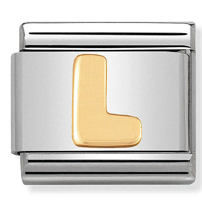 Nomination Composable 030101/12 Letter L with 18ct yellow Gold