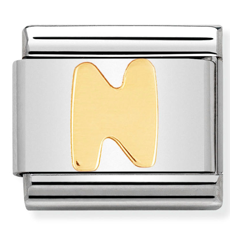 Nomination Composable 030101/14 Letter N with 18ct Yellow Gold