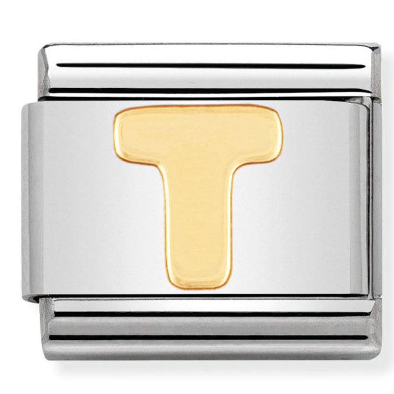 Nomination Composable 030101/20 Letter T with 18ct Yellow Gold