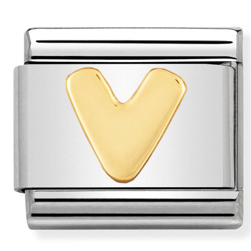 Nomination Composable 030101/22 Letter V with 18ct Yellow Gold