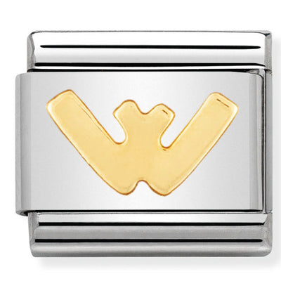 Nomination Composable 030101/22 Letter W with 18ct Yellow Gold