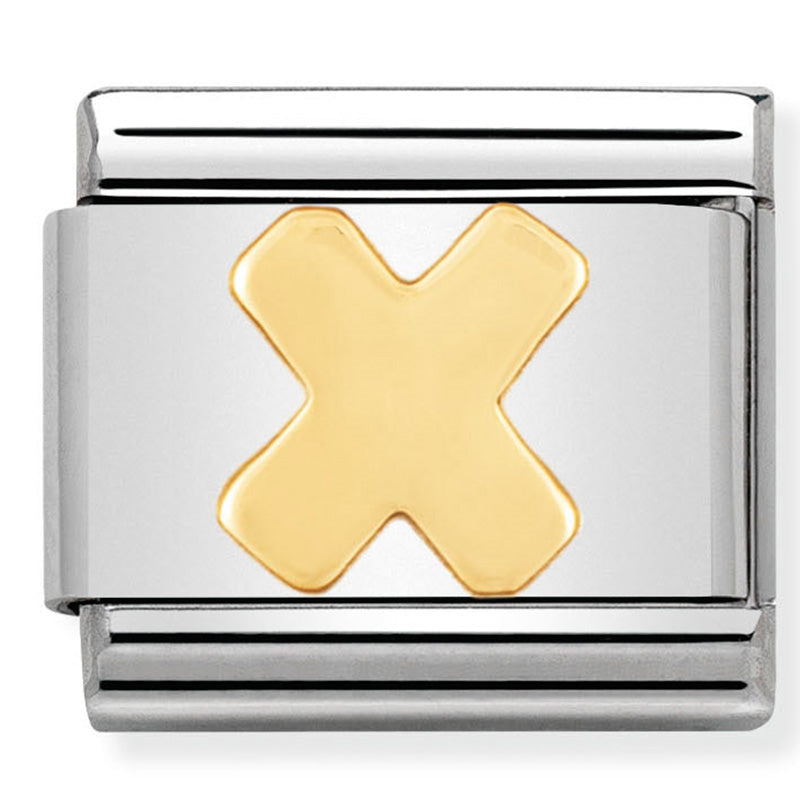 Nomination Composable 030101/24 Letter X with 18ct Yellow Gold