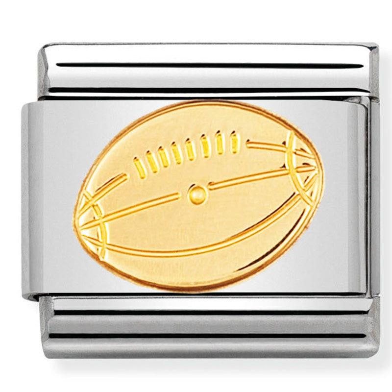 Nomination Composable 030106/03 Steel and 18ct Yellow Gold Rugby Ball