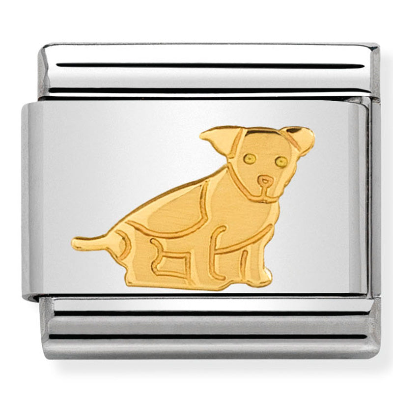 Nomination Composable 030112/33 Steel and 18ct Yellow Gold Seated Dog