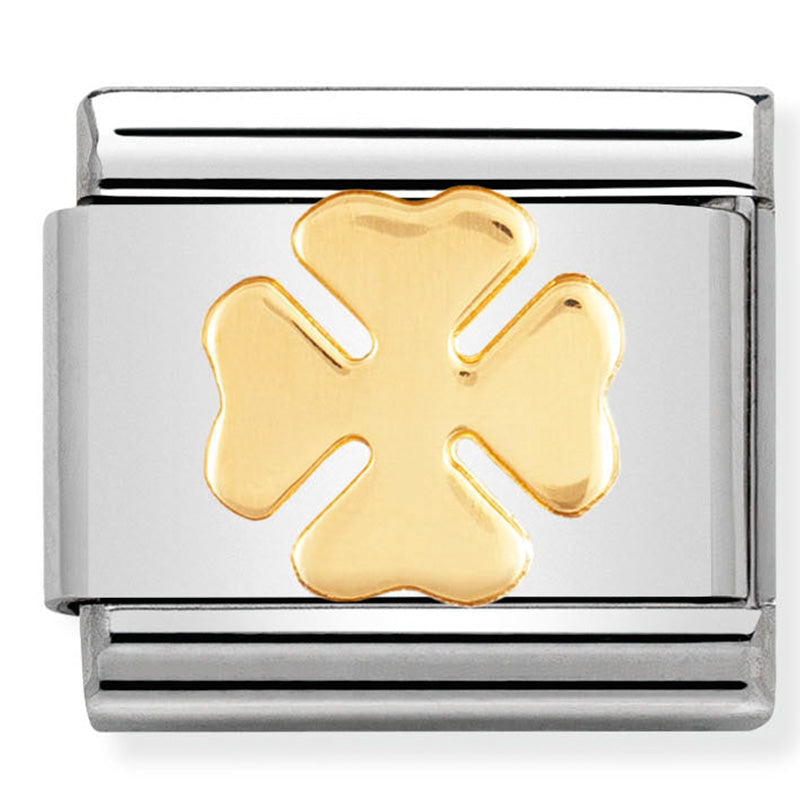 Nomination Composable 030115/06 Steel and 18ct Yellow Gold 4 Leaf Clover