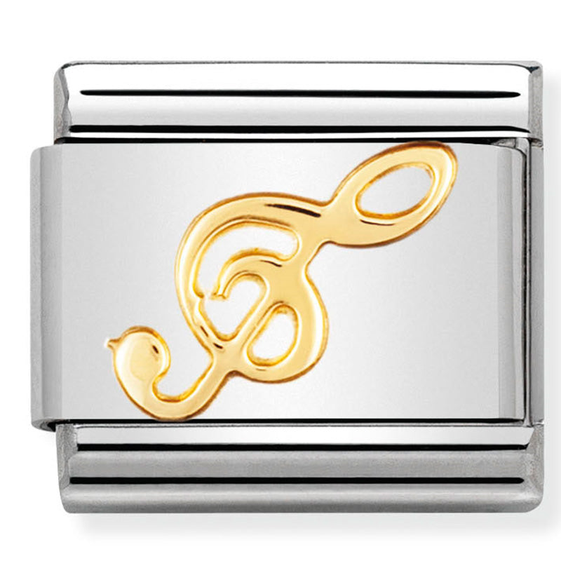 Nomination Composable 030117/08 Steel and 18ct Yellow Gold Treble Cleft