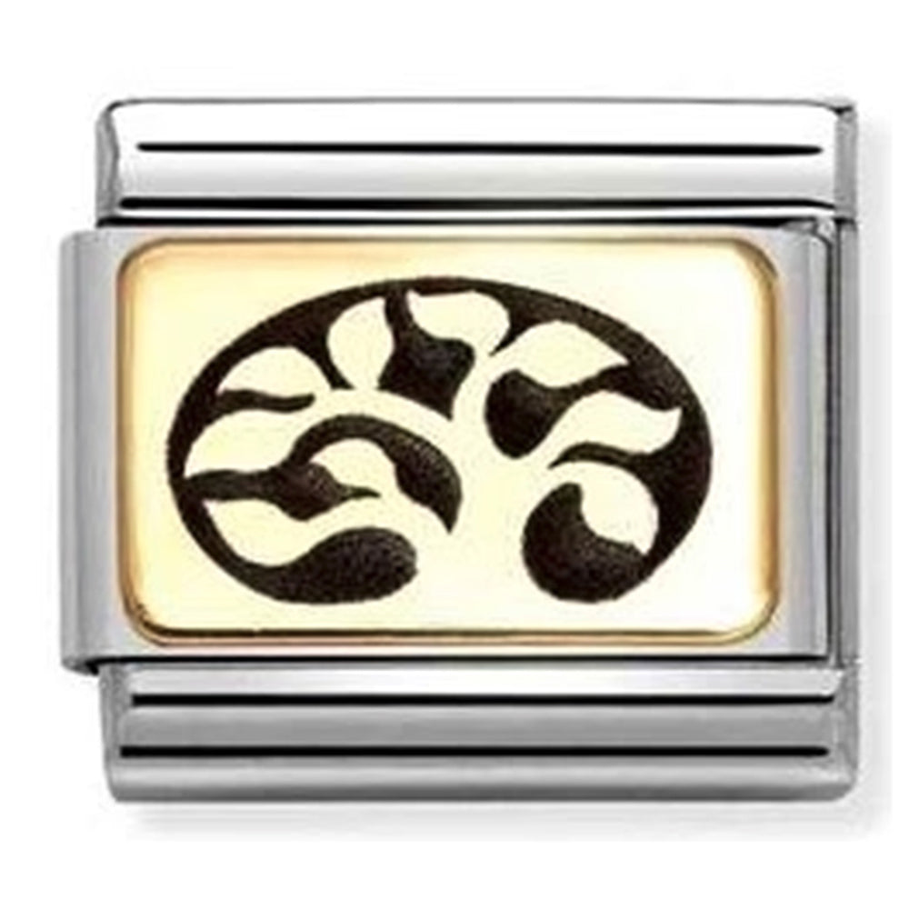 Nomination Composable 030166/35 Steel & 18ct Gold Tree Of Life