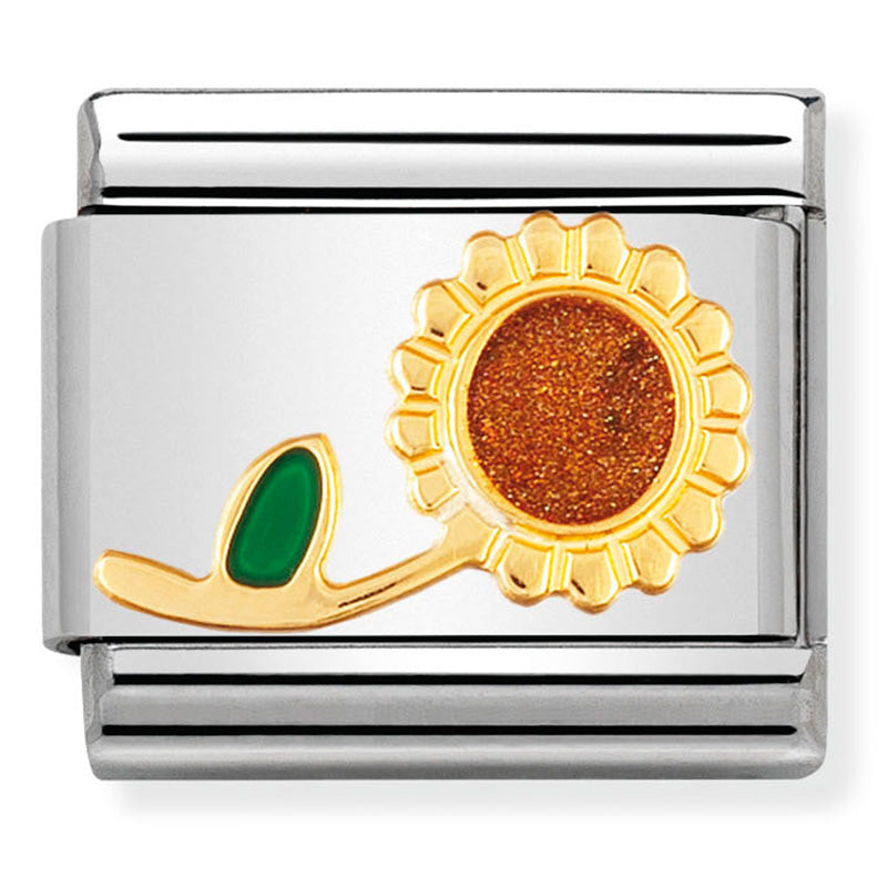 Nomination Composable 030214/26 Steel and 18ct Yellow Enamel Sun Flower