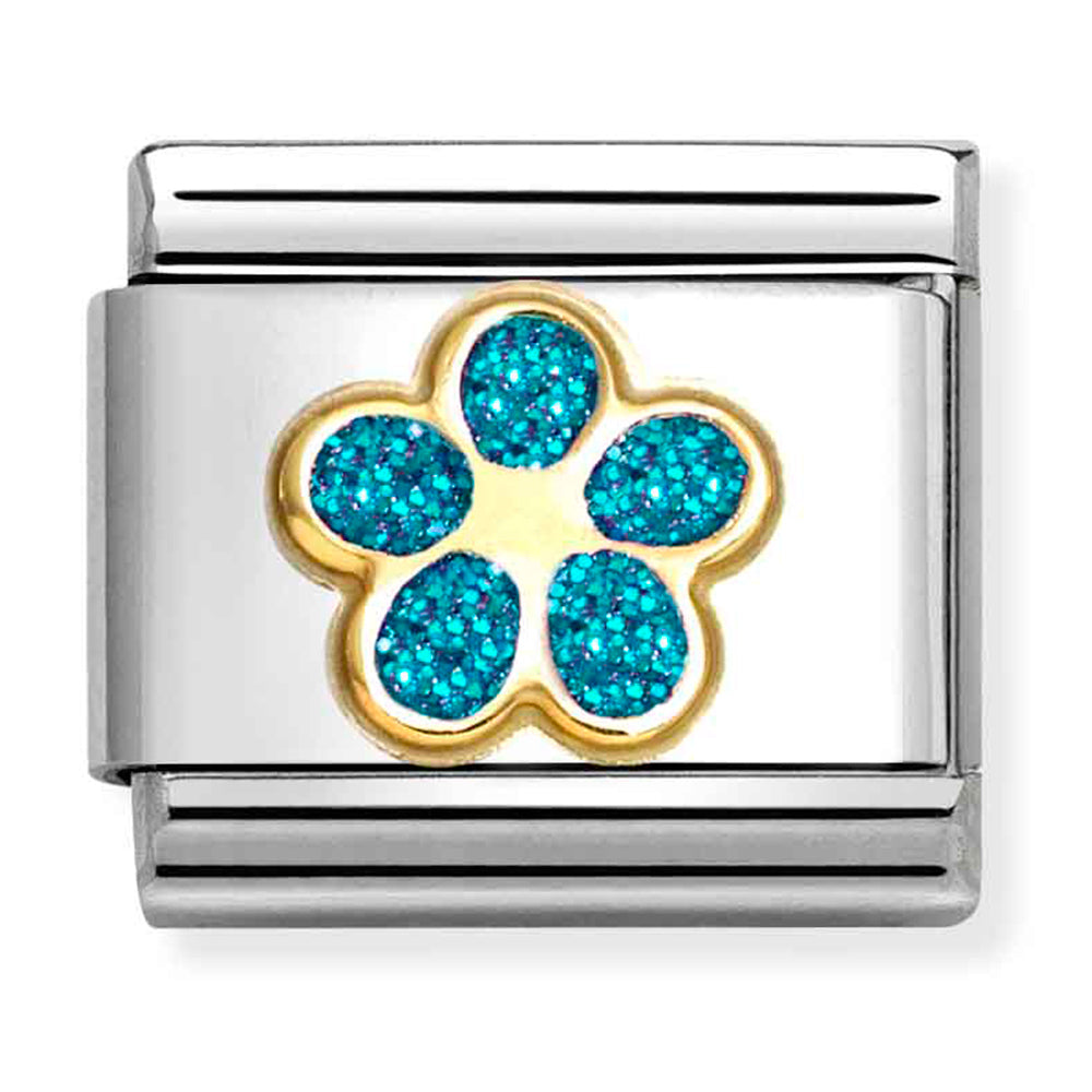 Nomination Composable 030220/16 Steel 18ct Yellow Gold With Glitter Enamel Flower