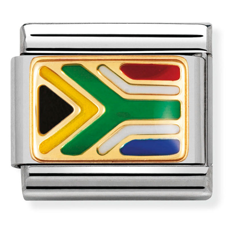 Nomination Composable 030237 /03 Steel and 18ct Yellow Enamel South Africa Flag