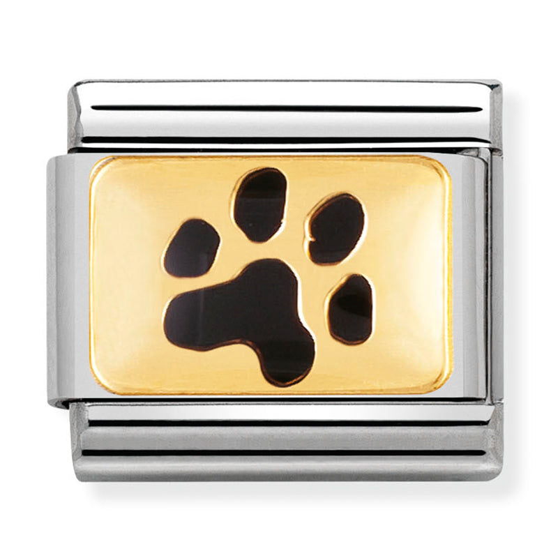 Nomination Composable 030284/47 Steel with 18ct Yellow Gold Enamel Paw Print