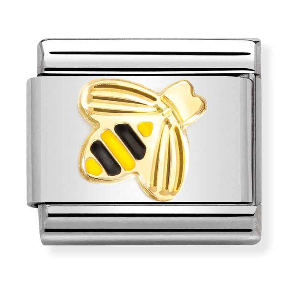 Nomination Composable 030285/64 18ct Yellow Gold And Steel Enamel Bee