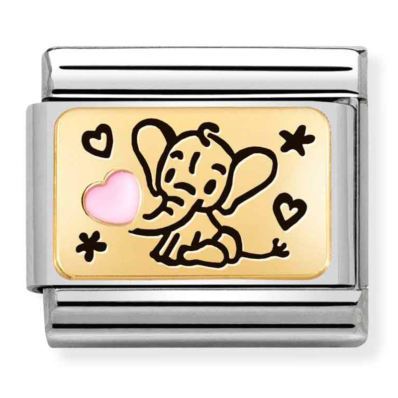 Nomination Composable 030289/03 Steel with 18ct Yellow Gold enamel Pink Elephant