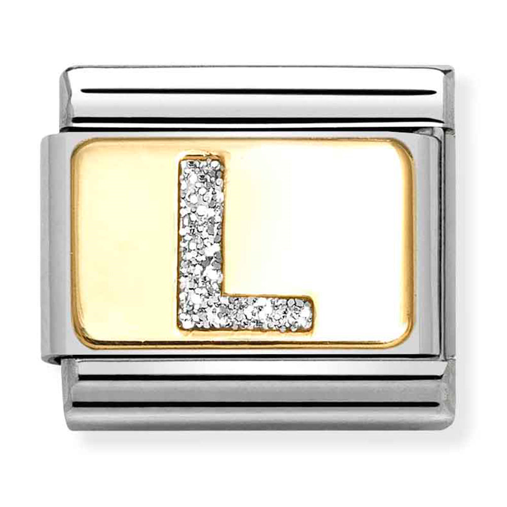 Nomination Composable 030291/12 Steel and 18ct Yellow Gold Glitter L