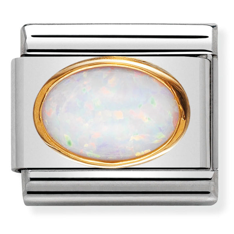 Nomination Composable 030502/07 Steel and 18ct Yeloow Gold White Opal
