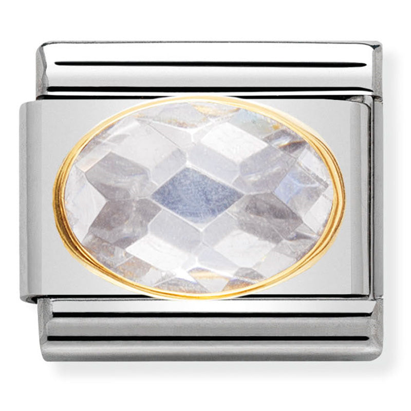 Nomination Composable030601/010 Oval Crystal with 18ct Yellow Gold