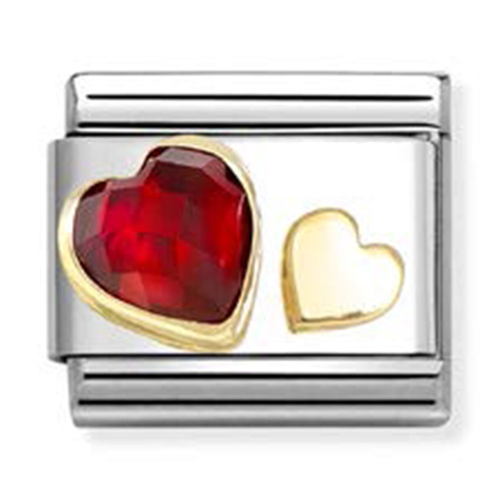 Nomination Composable 030611/05 Faceted Cz Red Heart 18Ct Yellow Gold