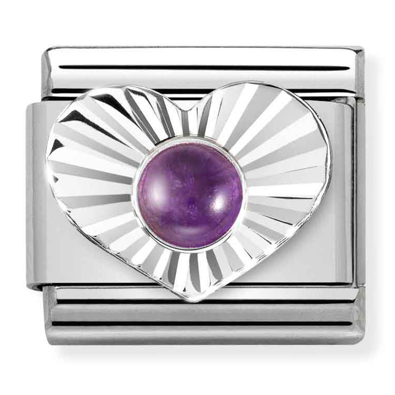 Nomination Composable 330508/35 Diamond Cut Heart With Amethyst