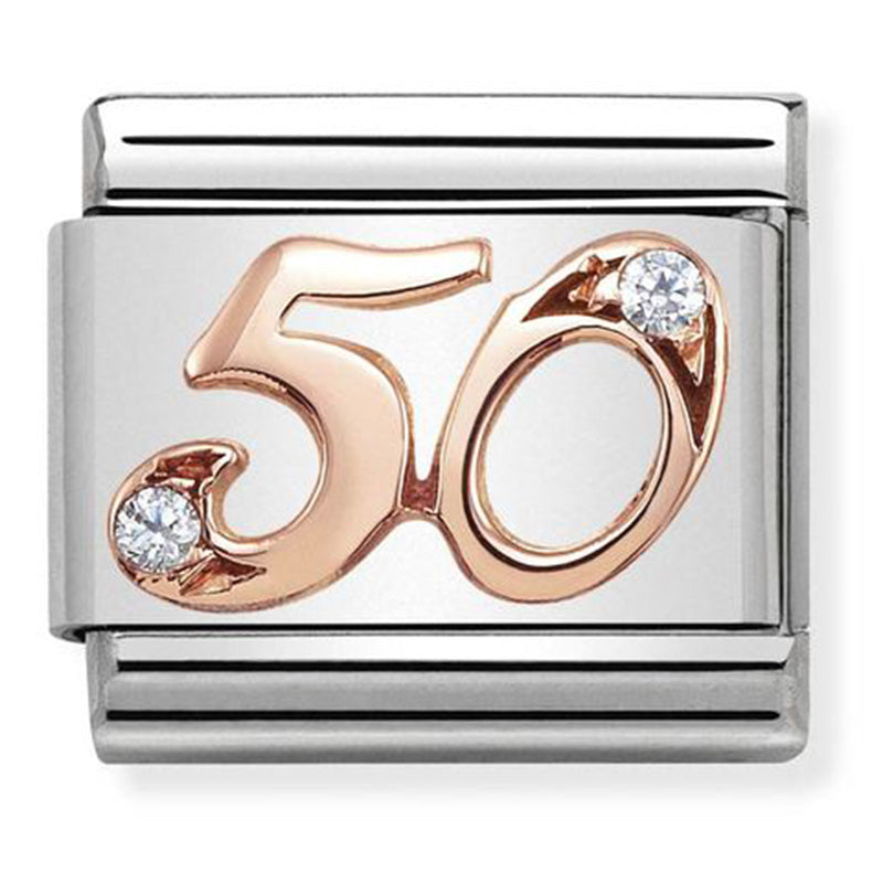 Nomination Composable 430315/50 Number 50 9ct Rose Gold CZ
