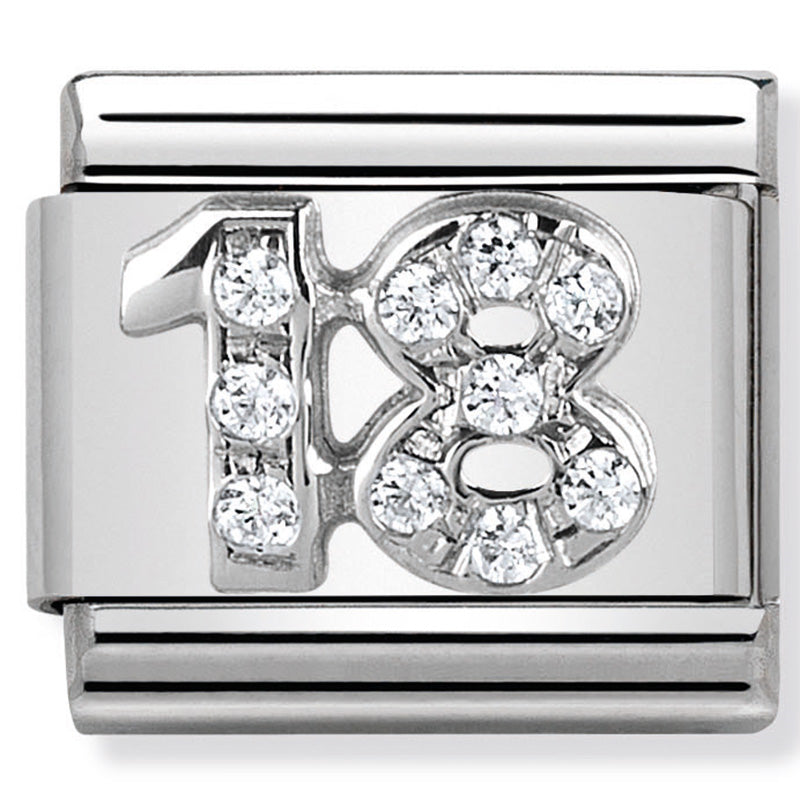 Nomination Composable 330304/18 Number 18 Set With Cz Sterling Silver