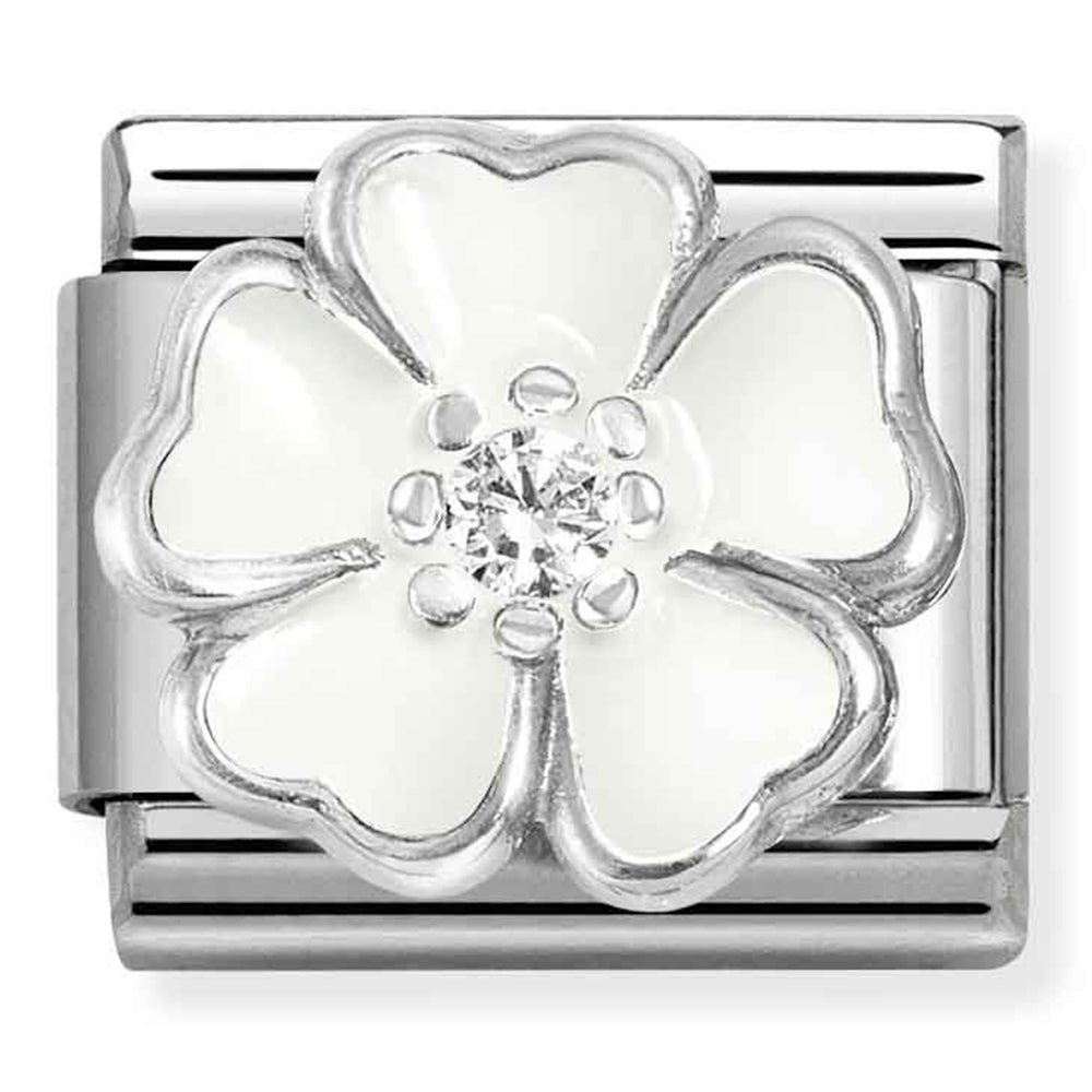 Nomination Composable 330321/15 White Enamel Flower (Peach Blossom) With Cz