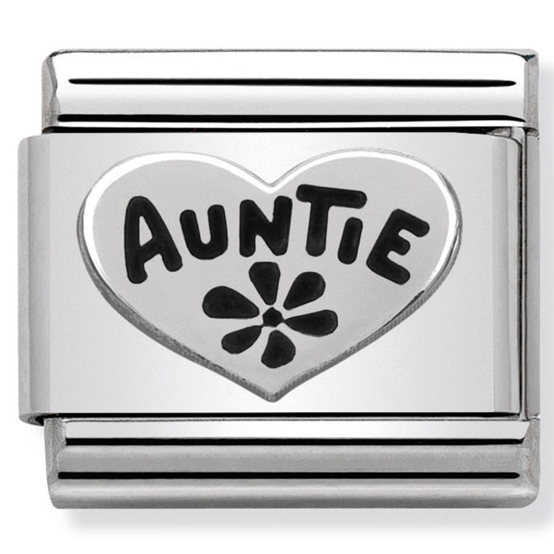 Nomination Composable 330101/17 Auntie In Heart With Black Enamel