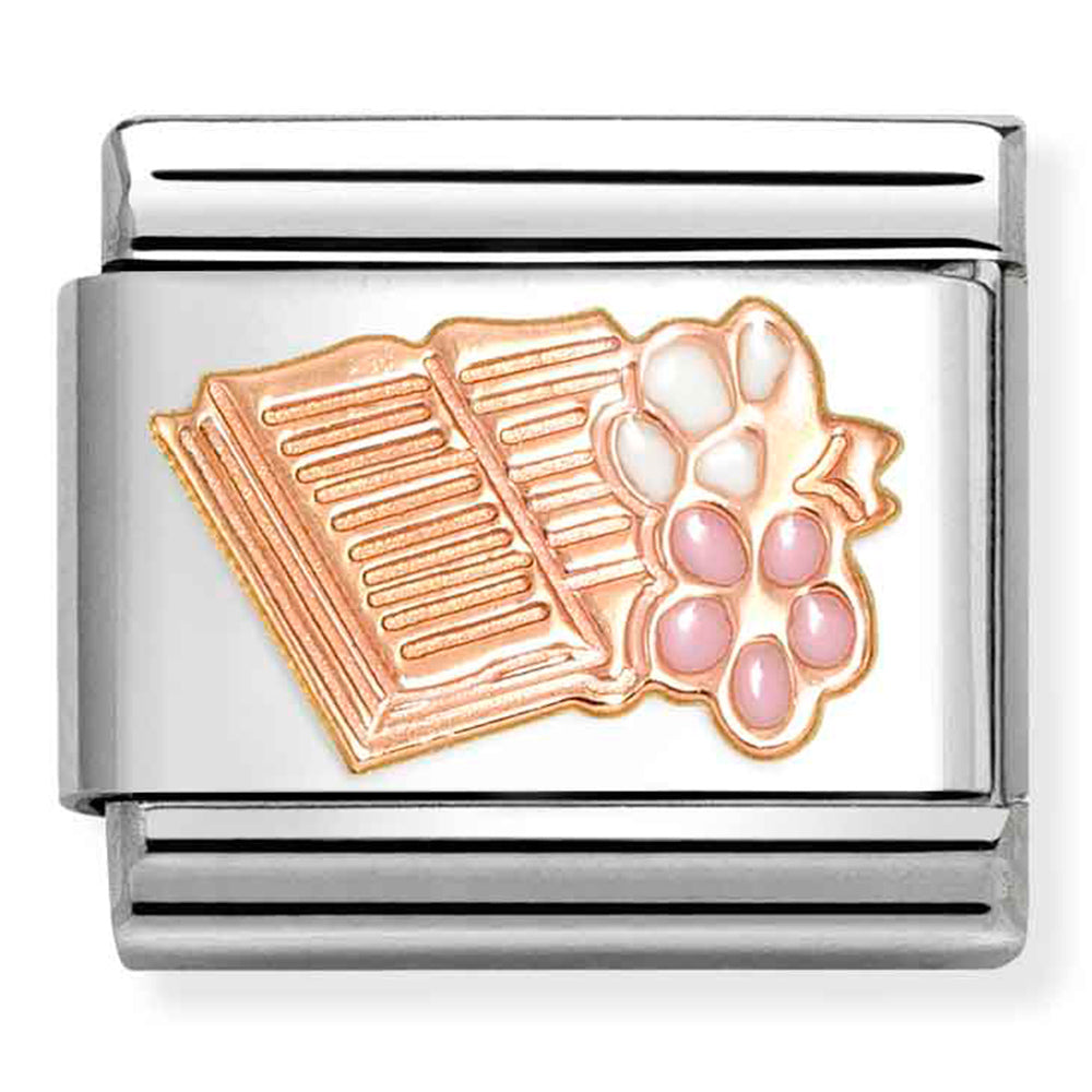 Nomination Composable Link 430202/23 9ct Rose Gold Book And Flowers