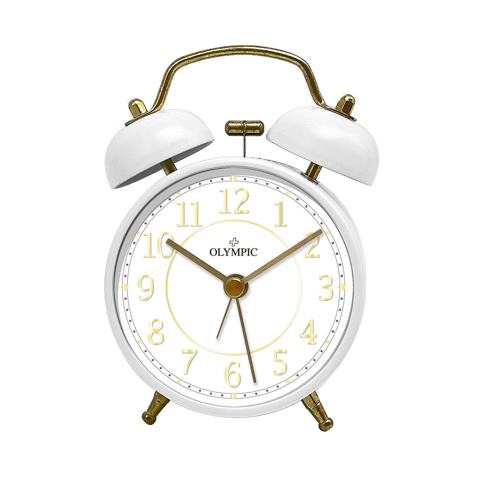 White Twin Bells Metal Alarm Clock