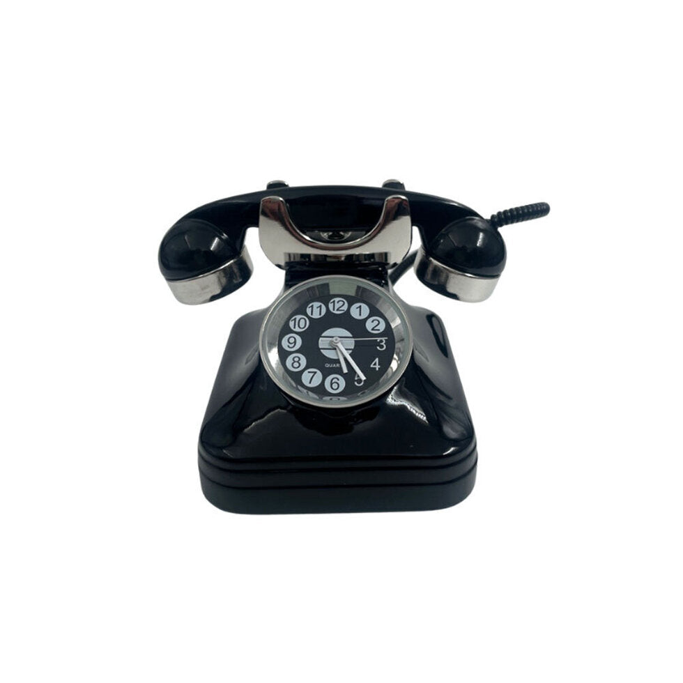 Miniature Novelty Retro Black Telephone Clock