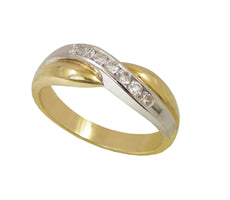 9Ct Two Tone Gold And Diamond Cross Over Ring