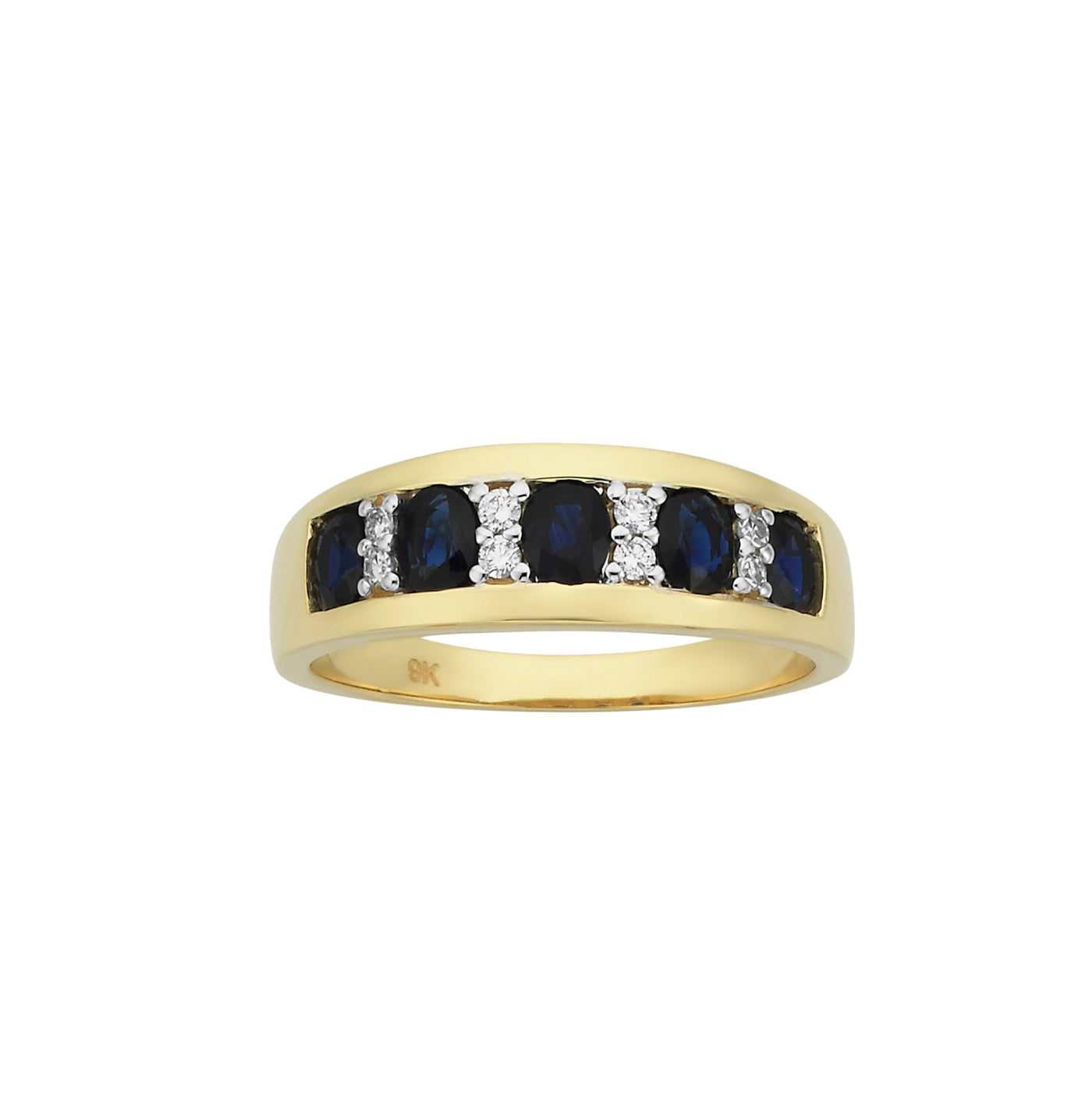 9Ct 5 Sapphire & 10 Diamond Ring