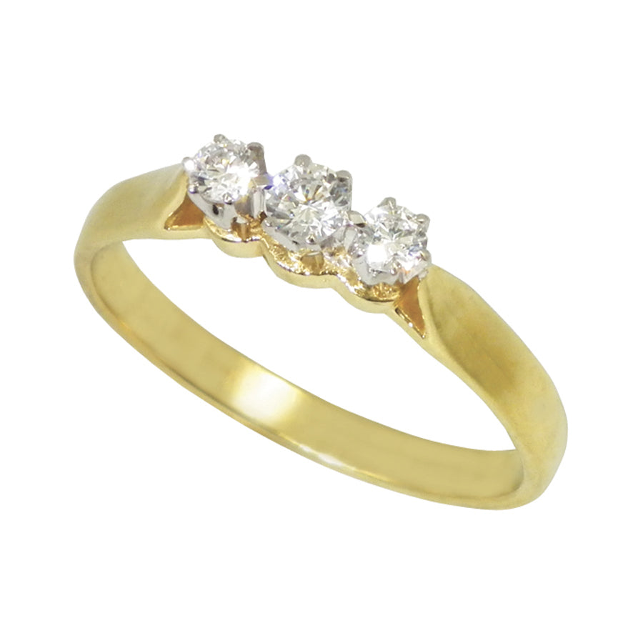 Yellow Gold Three Diamond Ring