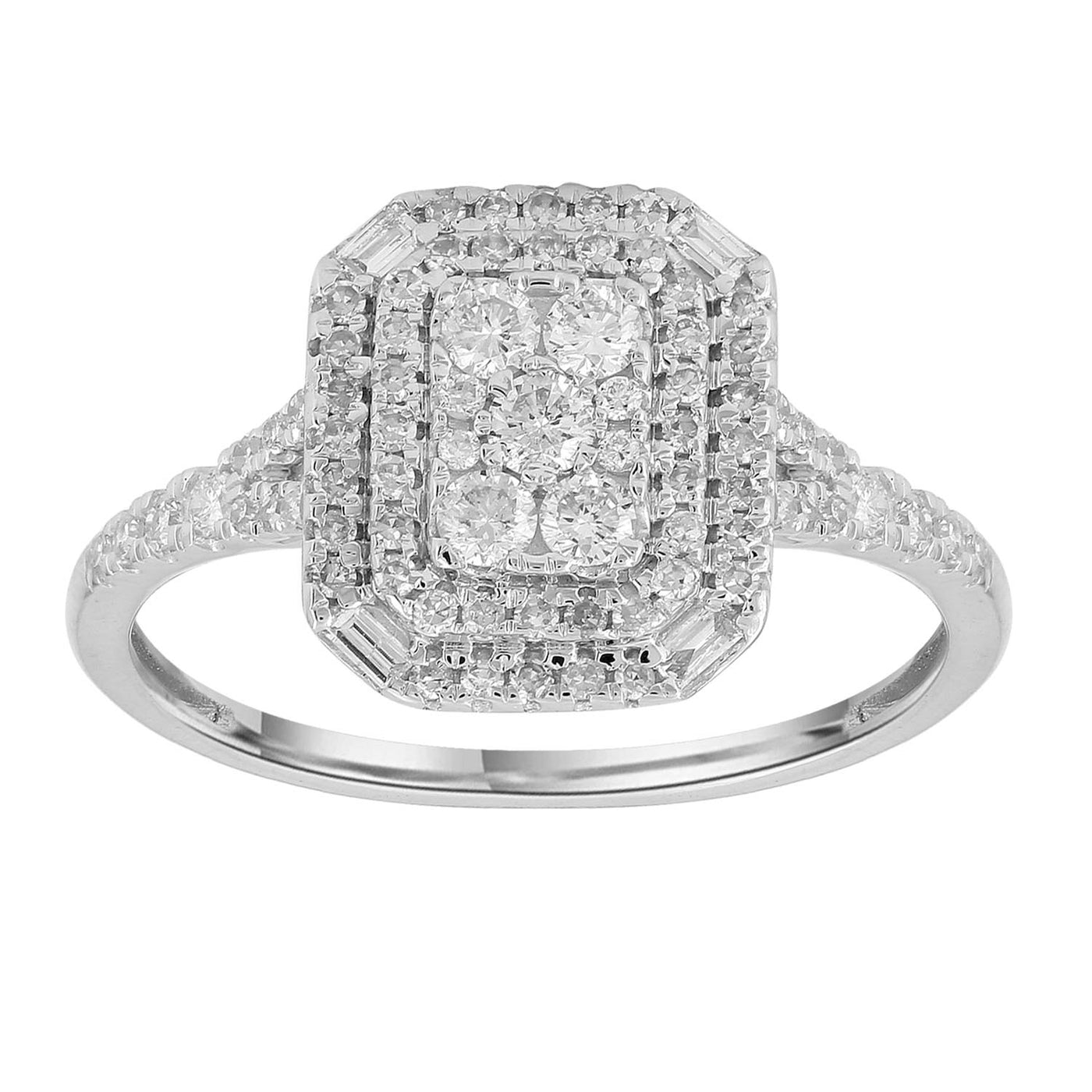 9Ct White Gold Cluster Ring