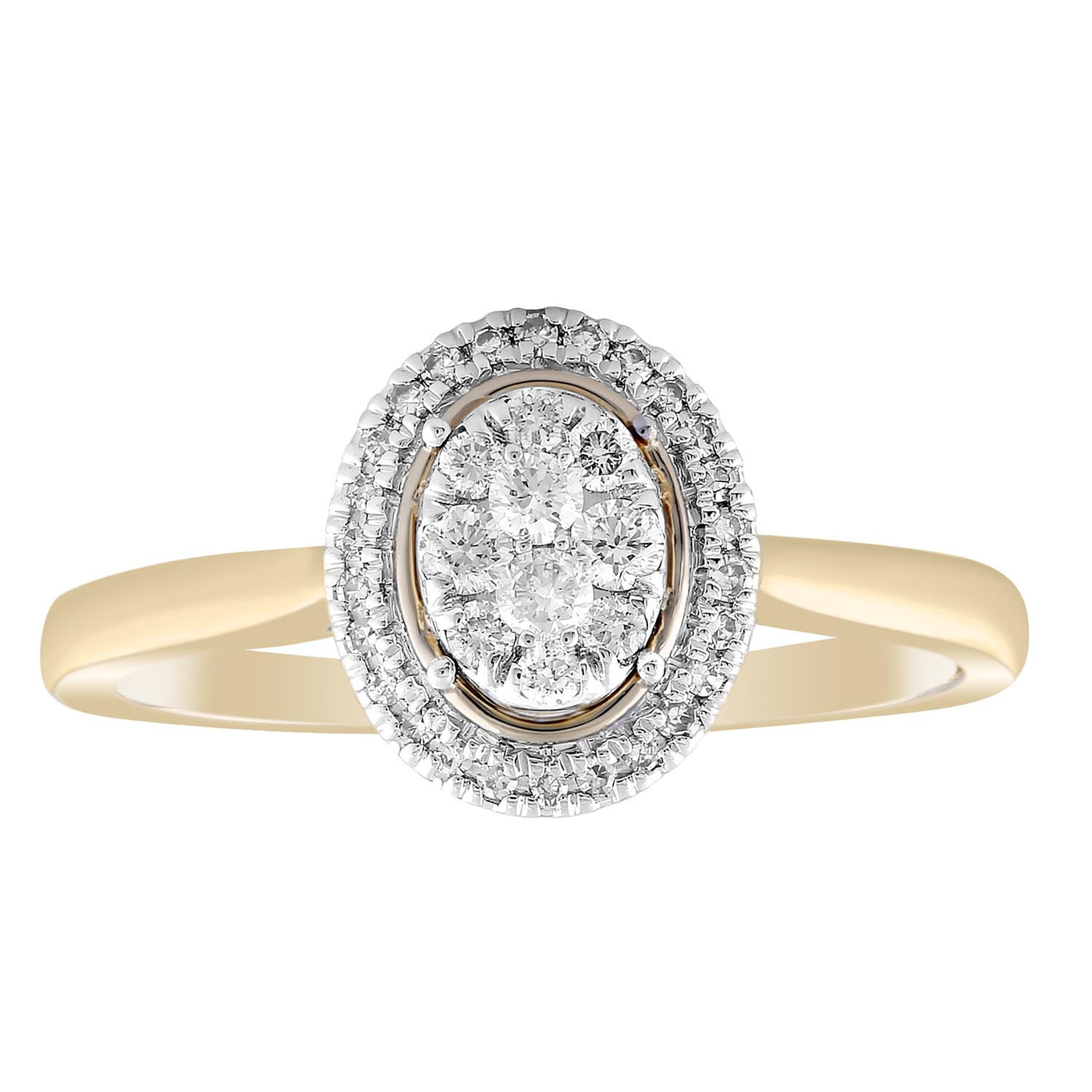 9Ct Yellow Gold Oval Diamond Cluster Ring