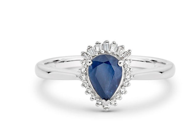 9ct White Gold Sapphire And Diamond Ring
