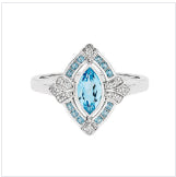 9ct White Gold London Blue Topaz And Diamond Ring