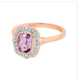 9ct Rose Gold Pink Amethyst And Diamond Ring