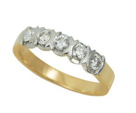 9Ct Yellow Gold Semi Rubover Diamond Ring