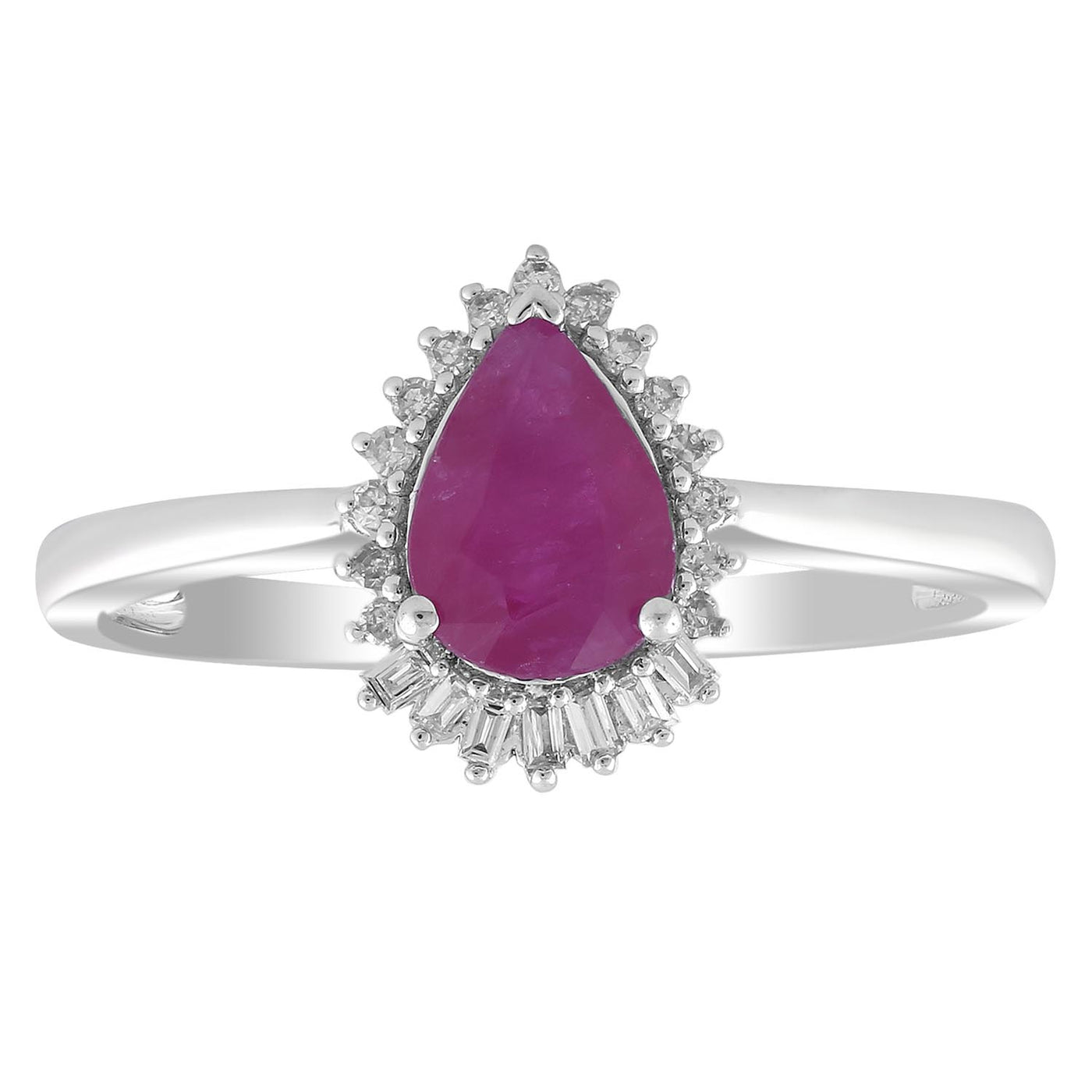 9Ct White Gold Ruby And Diamond Ring